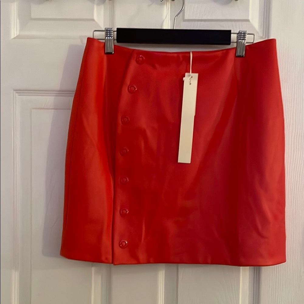LAPOINTE - Stretch Faux Leather Side Snap Mini Skirt